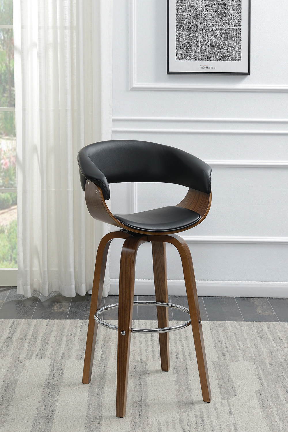 Coaster Upholstered Swivel Bar Stool - Walnut/Black