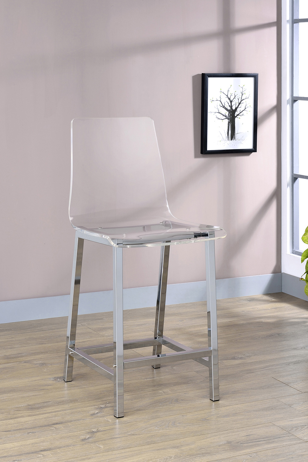 Coaster - Counter Height Stools (Set Of 2) in Chrome/Clear Acrylic