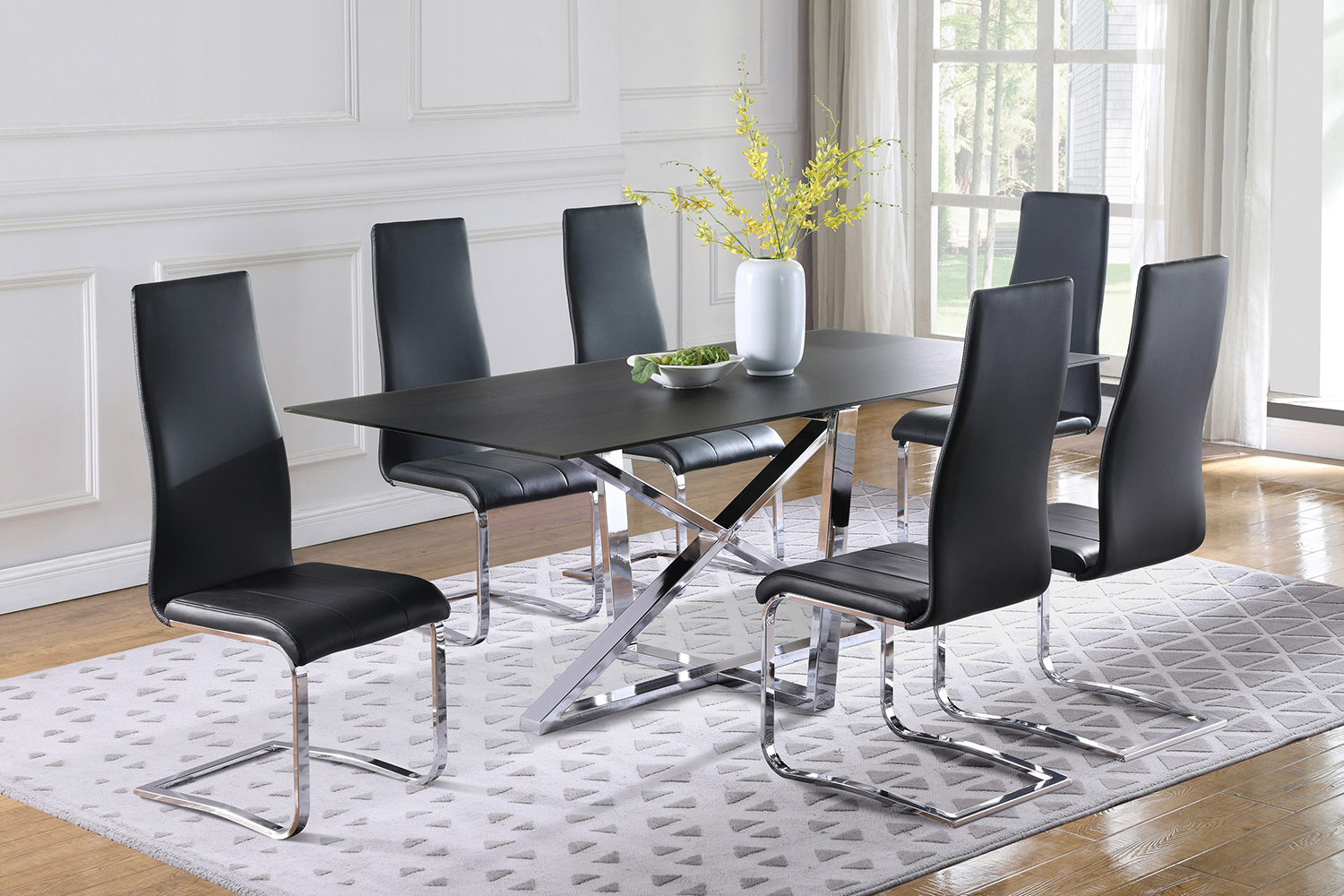 Coaster Anges High Back Dining Chairs (Set Of 4) - Black/Chrome