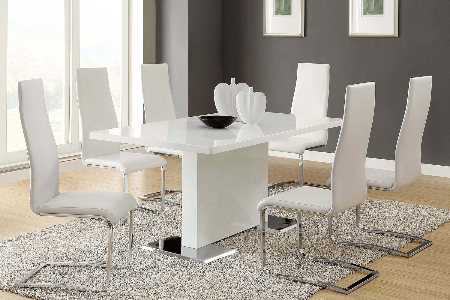 Coaster Anges High Back Dining Chairs (Set Of 4) - White/Chrome