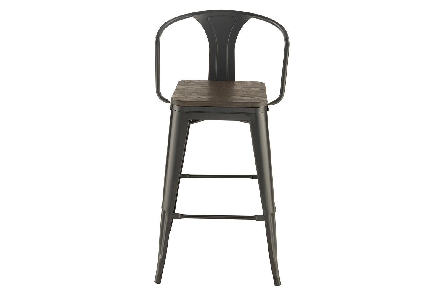 Coaster - Wooden Seat Bar Stools (Set Of 2) in Dark Elm/Matte Black