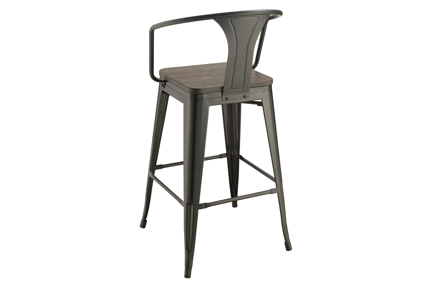 Coaster - Wooden Seat Bar Stools (Set Of 2) in Dark Elm/Matte Black