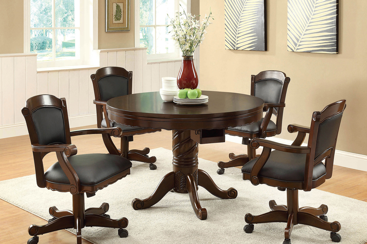 Coaster - Turk 3-In-1 Round Pedestal Game Table in Tobacco