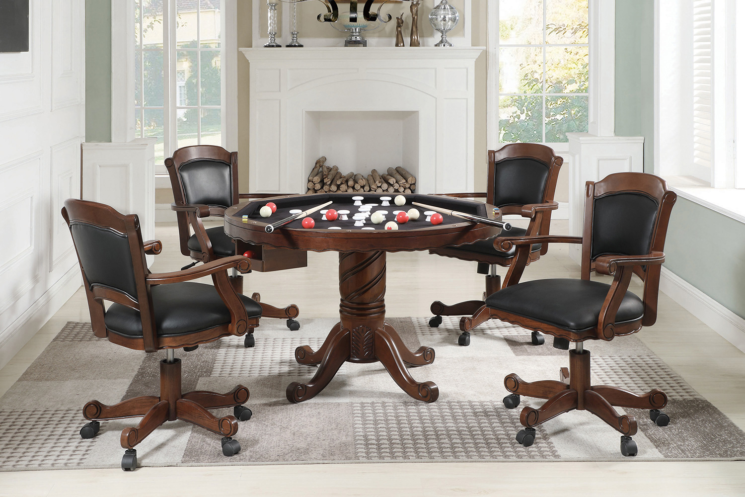 Coaster - Turk 3-In-1 Round Pedestal Game Table in Tobacco