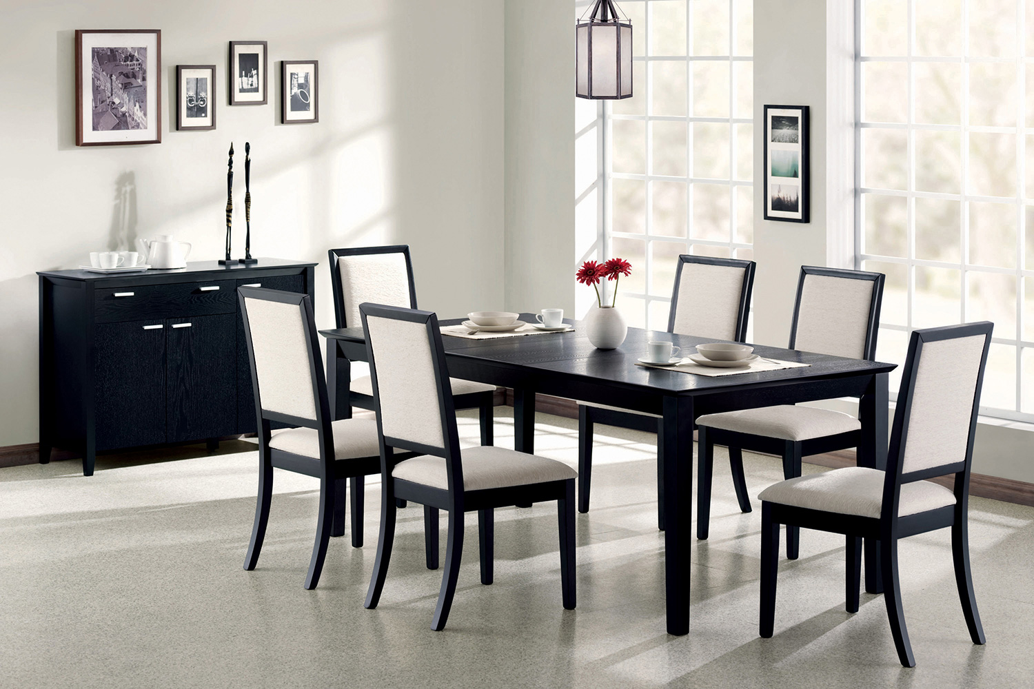 Coaster - Louise Rectangular Dining Table With Extension Leaf in Black