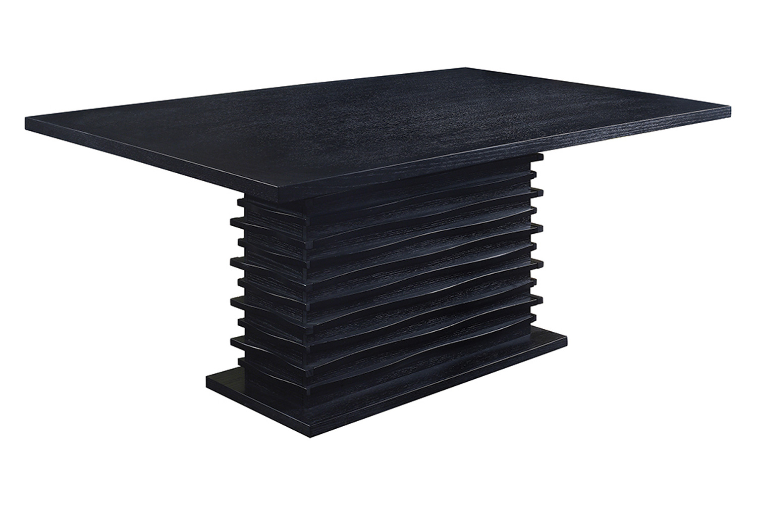 Coaster - Stanton Rectangle Pedestal Dining Table in Black