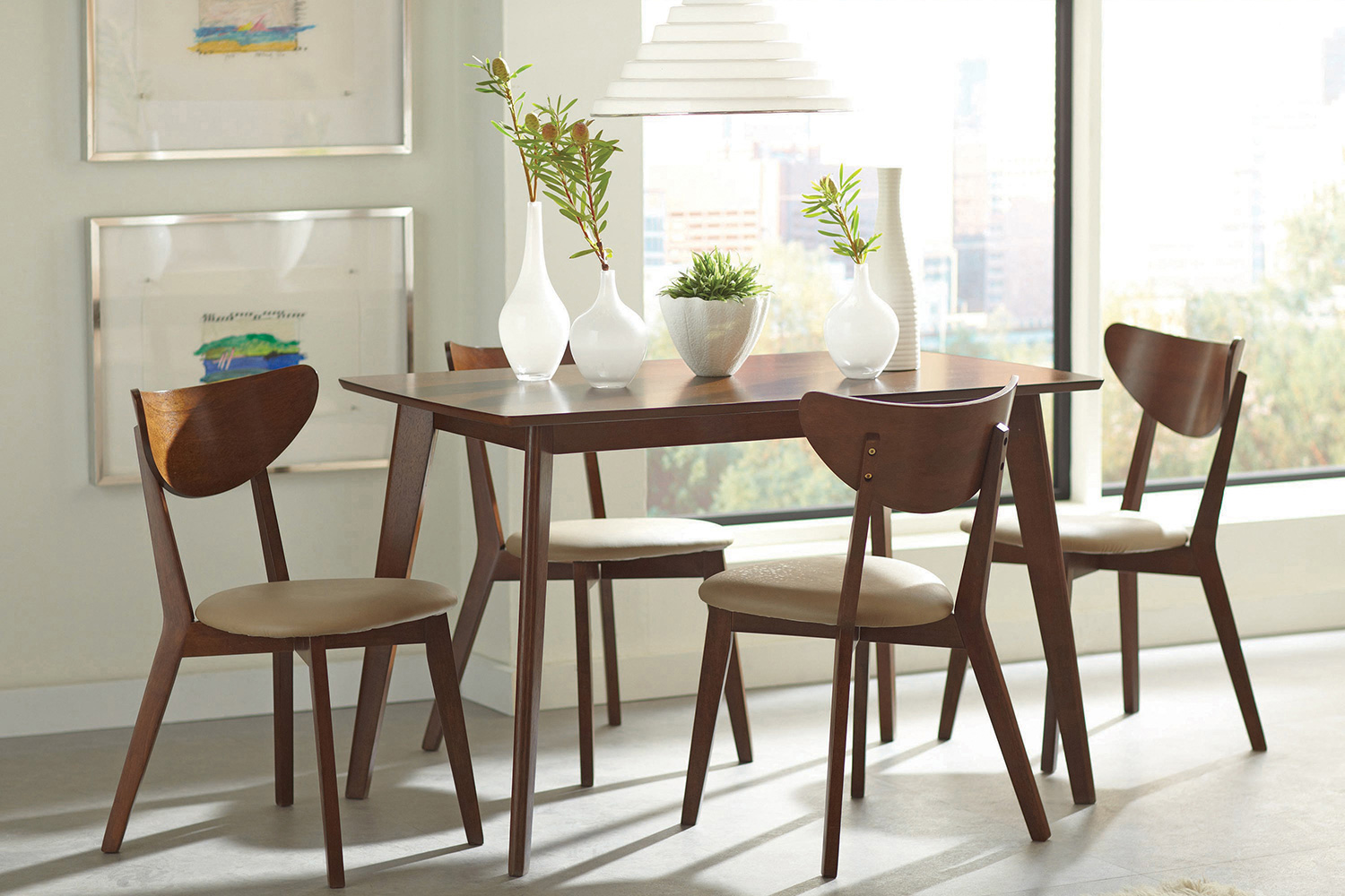 Coaster - Kersey Dining Table With Angled Legs in Chestnut