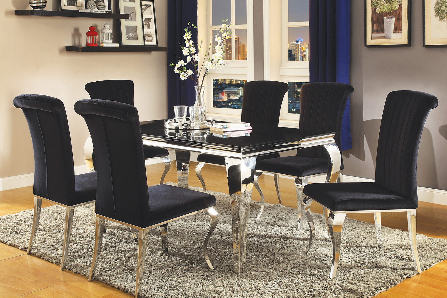 Coaster Carone Upholstered Side Chairs (Set Of 4) - Black/Chrome