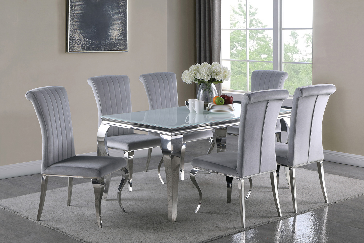 Coaster Carone Upholstered Side Chairs (Set Of 4) - Gray/Chrome