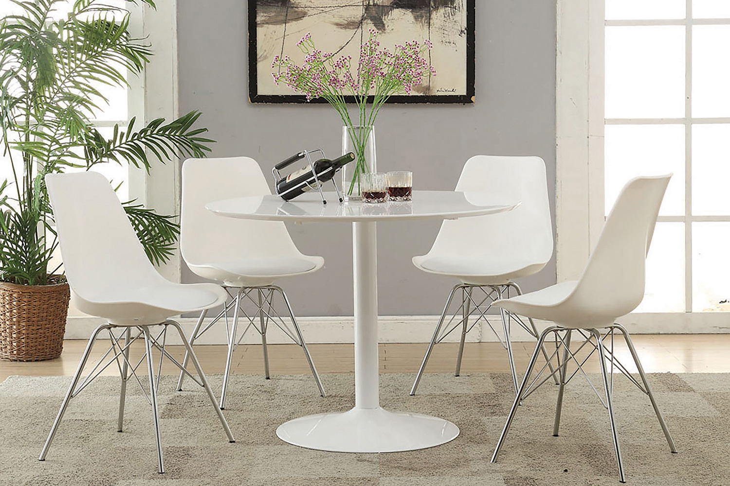 Coaster - Lowry Round Dining Table in White