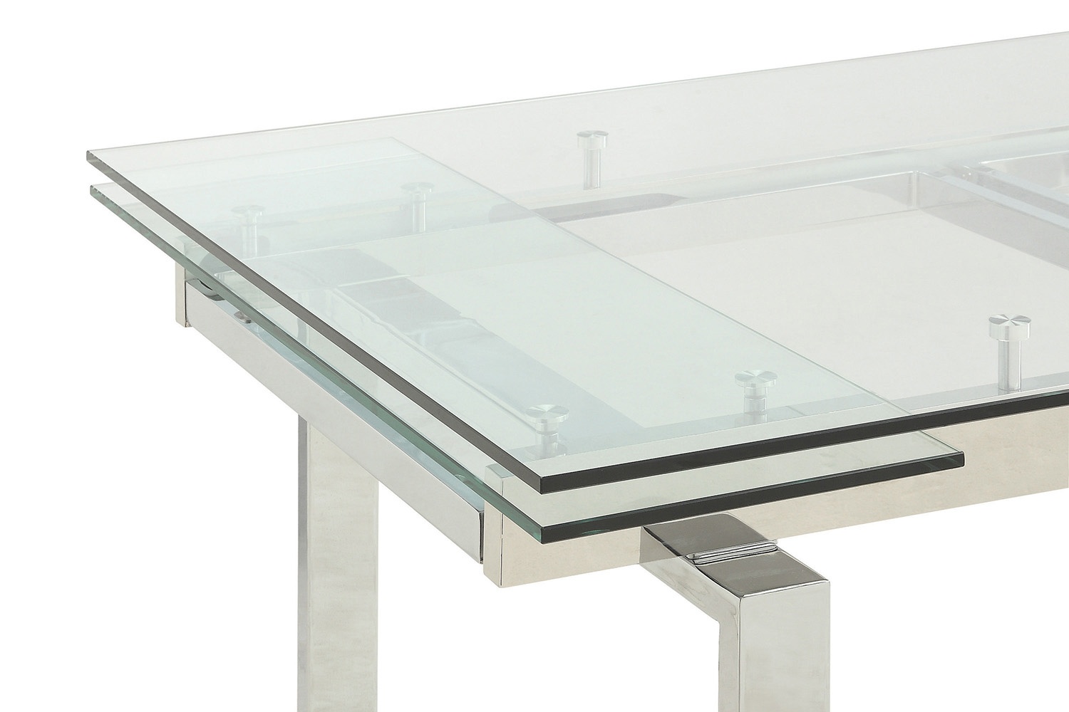 Coaster Wexford Glass Top Dining Table With Extension Leaves - Chrome