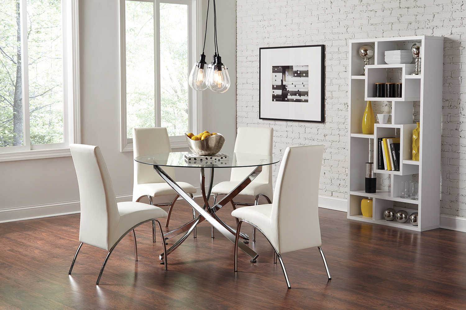 Coaster - Beckham Round Dining Table in Chrome/Clear