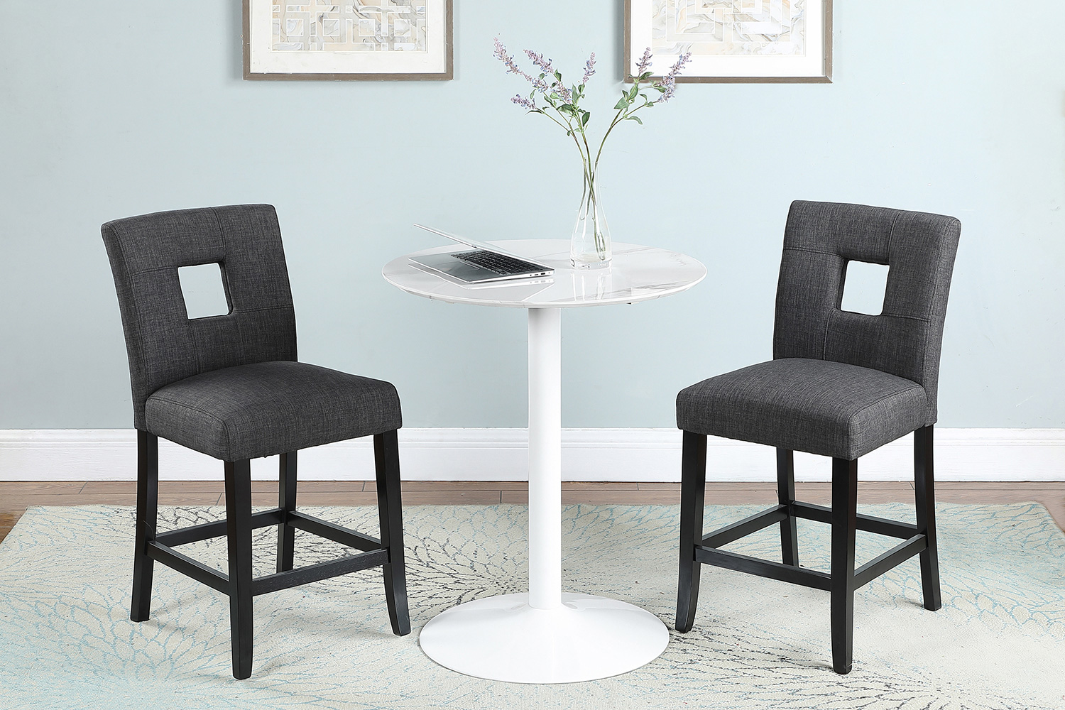 Coaster - Upholstered Counter Height Stools (Set Of 2) in Gray/Black