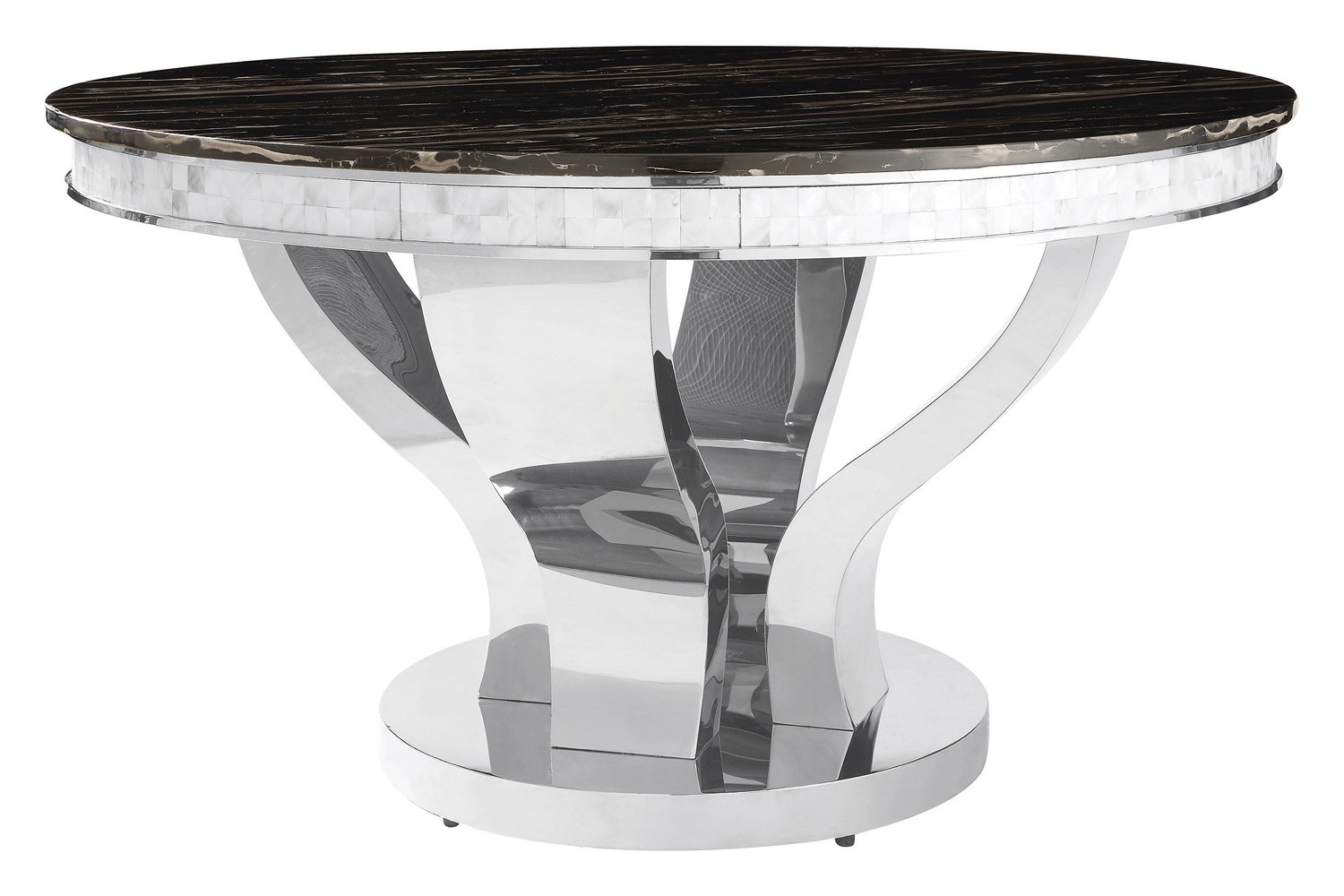 Coaster - Anchorage Round Dining Table in Chrome/Black