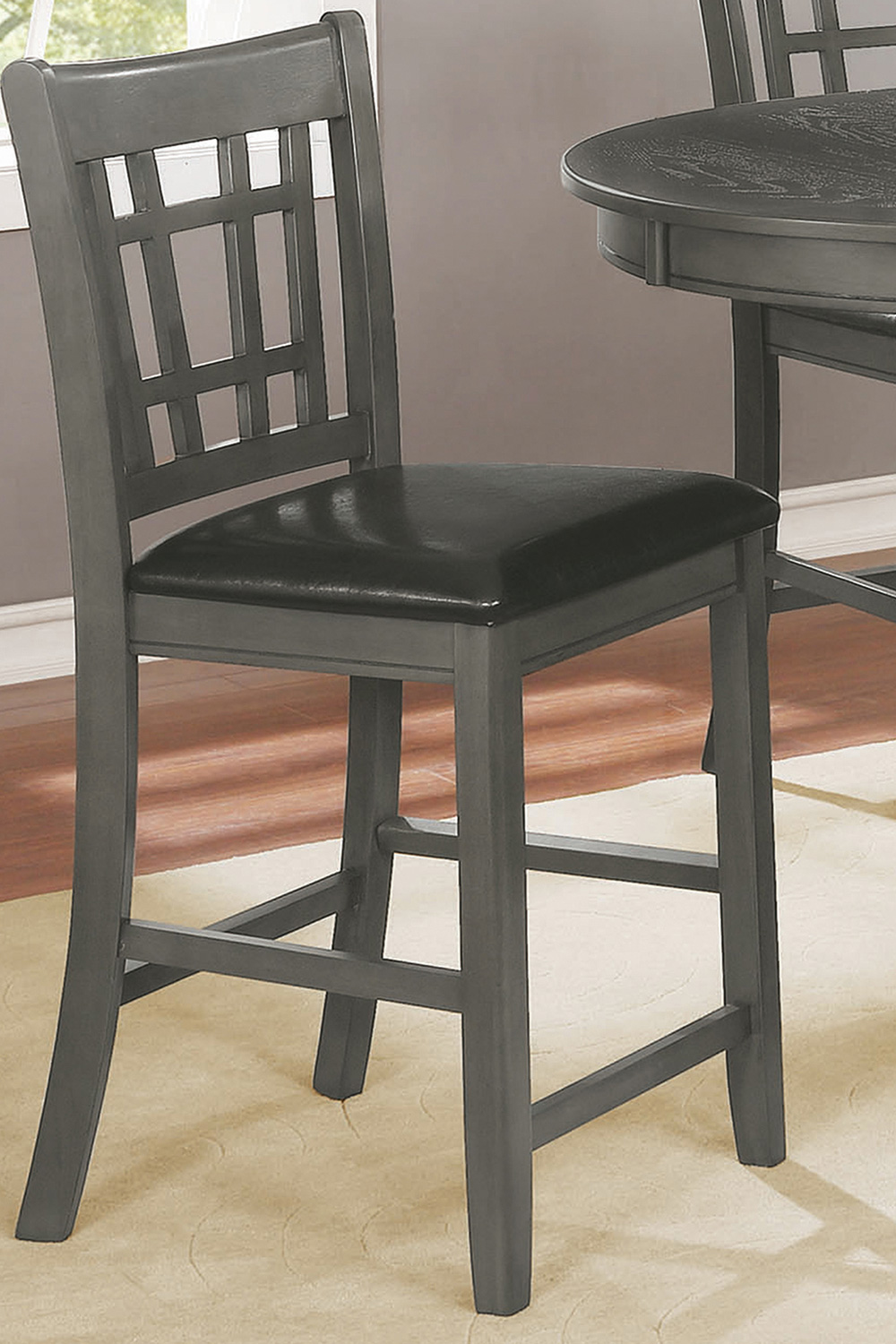 Coaster Lavon Upholstered Counter Height Stools (Set Of 2) - Black/Medium Gray