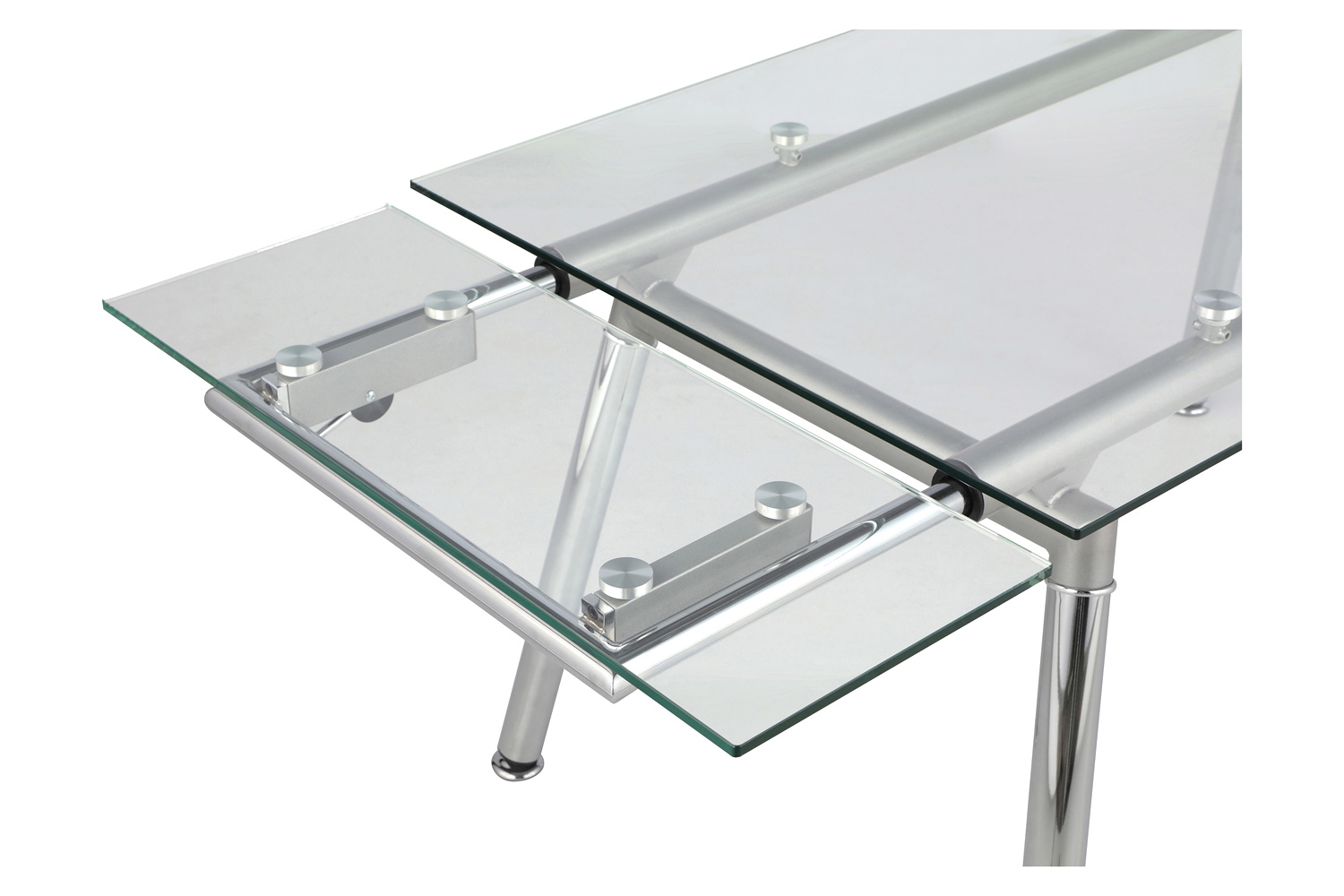 Coaster - Sonnett Expandable Glass Top Dining Table in Chrome/Clear