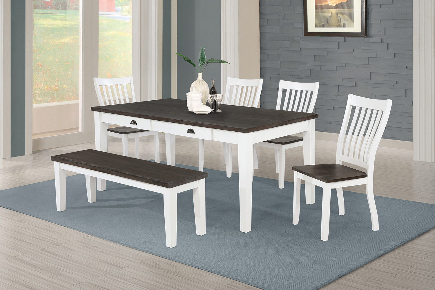 Coaster - Kingman 4-Drawer Dining Table in Espresso/White