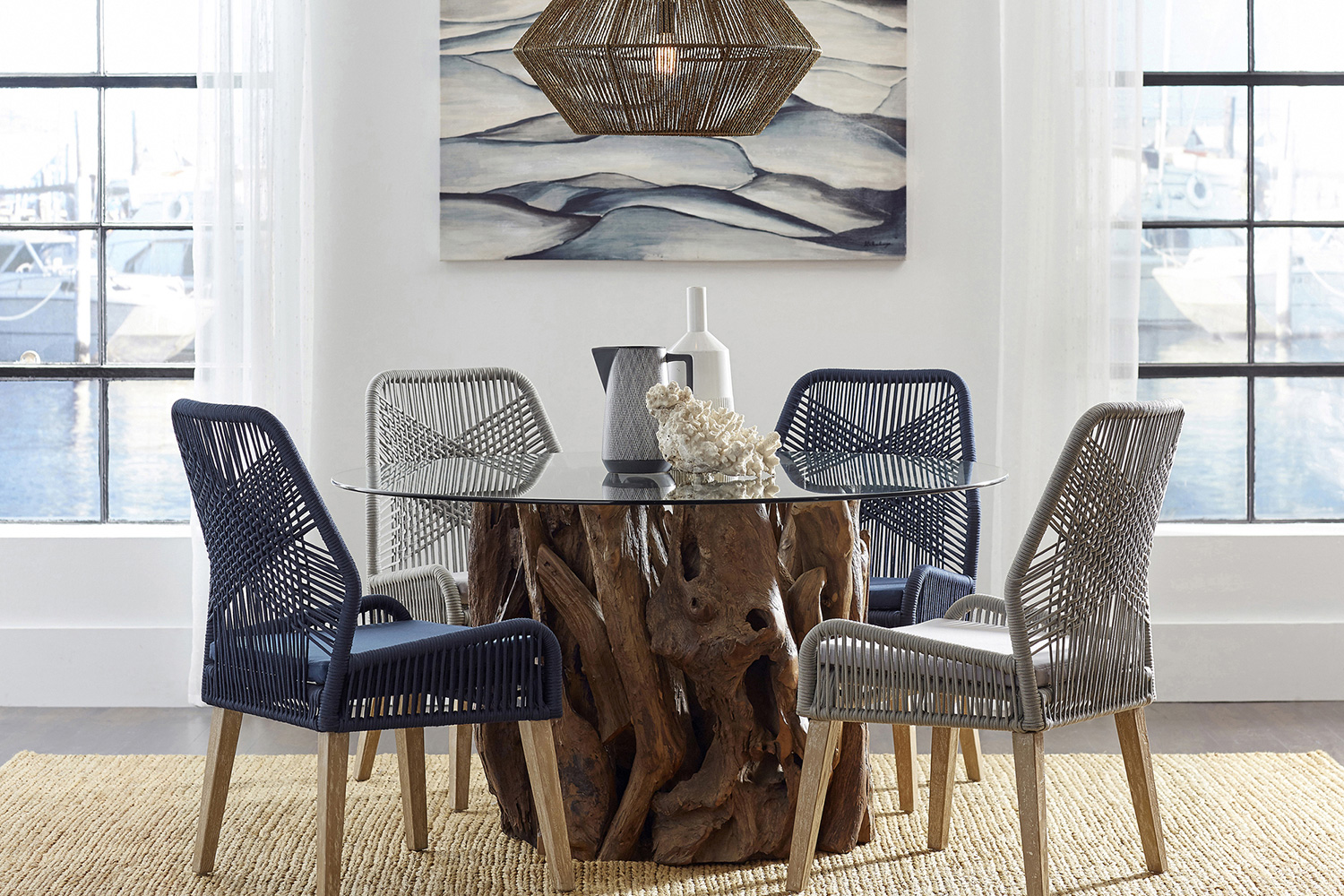 Coaster - Sorrel Woven Rope Dining Chairs(Set Of 2) in Dark Navy