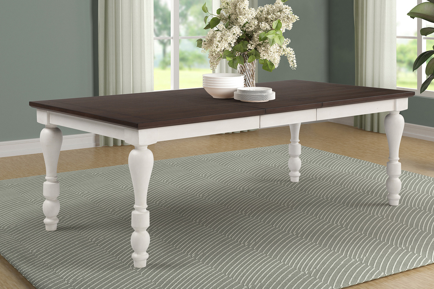 Coaster - Madelyn Dining Table With Extension Leaf in Dark Cocoa/Coastal White