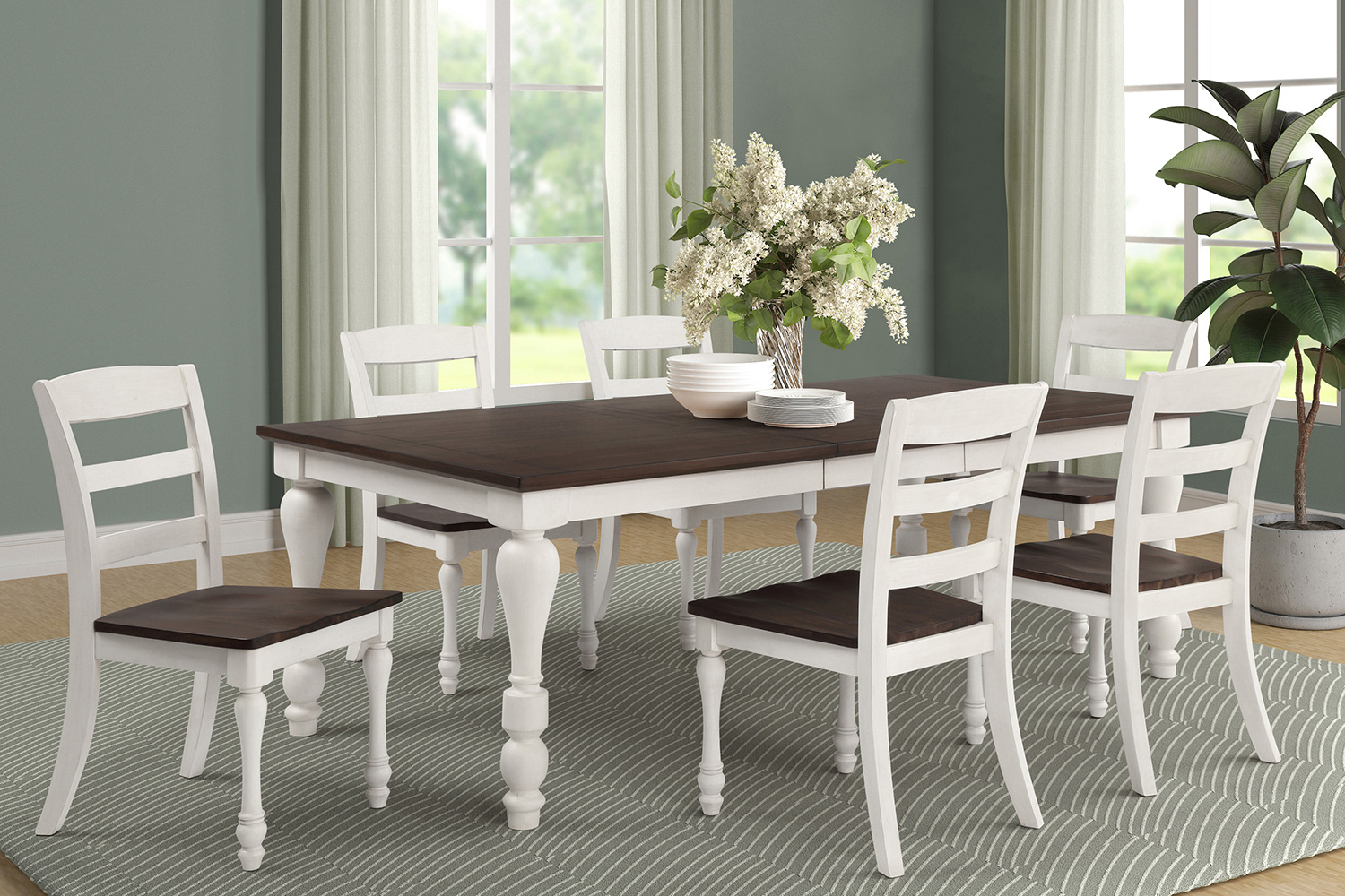 Coaster - Madelyn Dining Table With Extension Leaf in Dark Cocoa/Coastal White