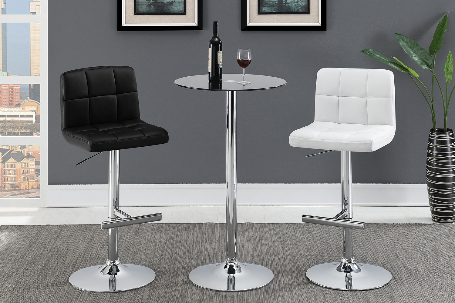 Coaster - Adjustable Height Bar Stools (Set Of 2) in Chrome/White