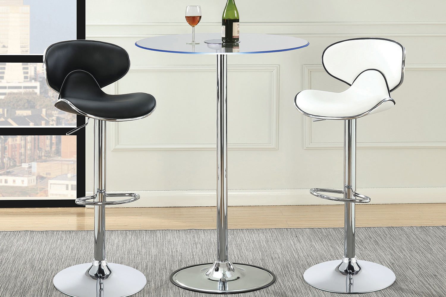 Coaster Upholstered Adjustable Height Bar Stools (Set Of 2) - White/Chrome