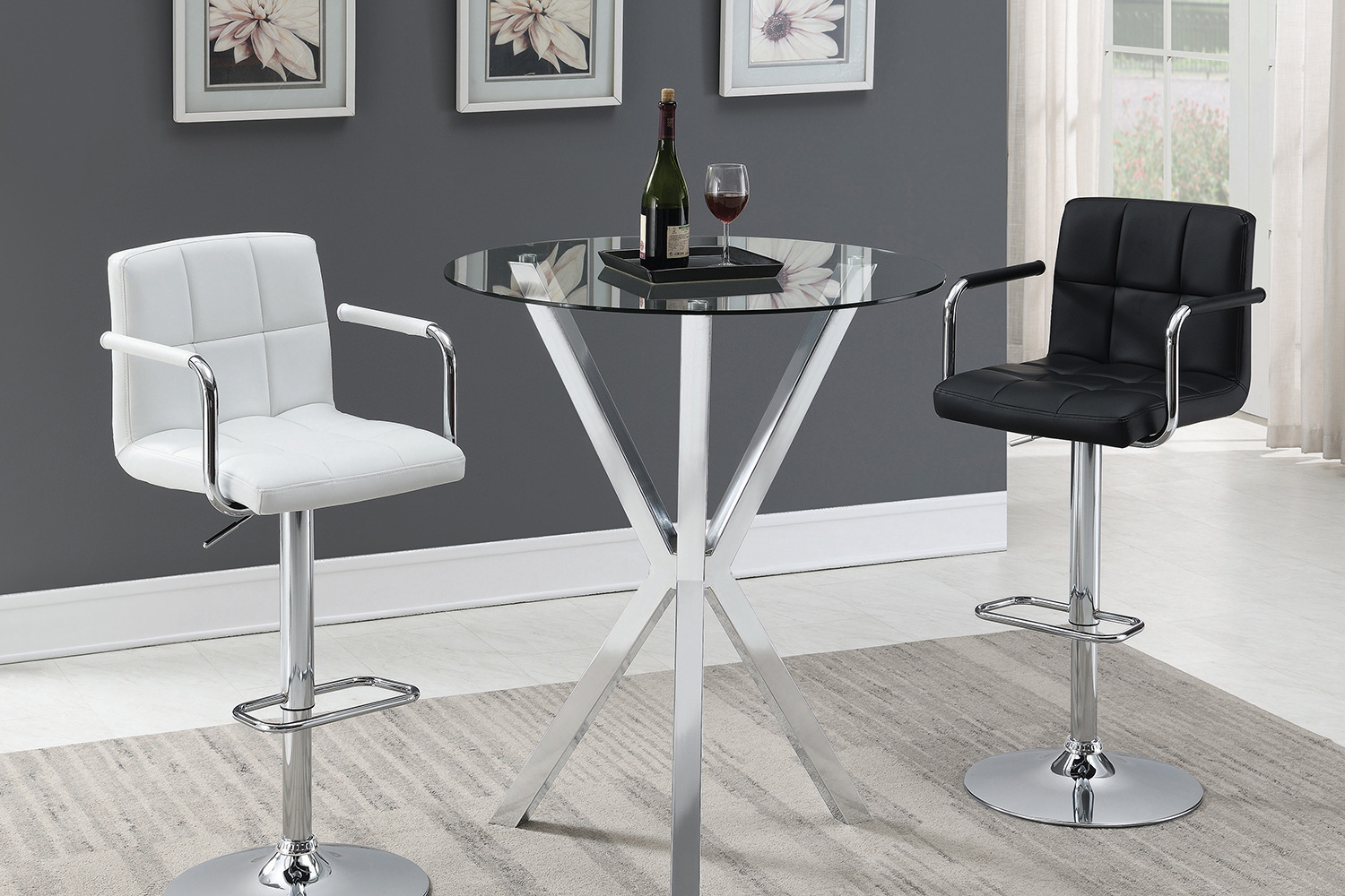 Coaster Adjustable Height Bar Stool - Black/Chrome