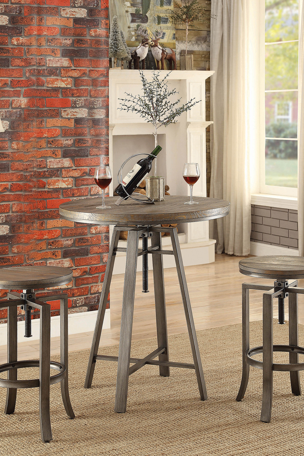 Coaster - Adjustable Height Swivel Bar Stools (Set Of 2) in Brushed Nutmeg/Slate Gray