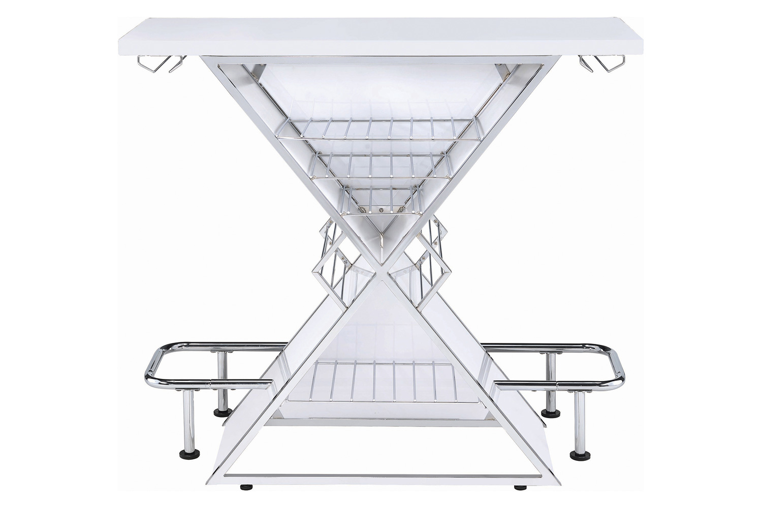 Coaster - X-Shaped Bar Unit With Wine Bottle Storage in Glossy White