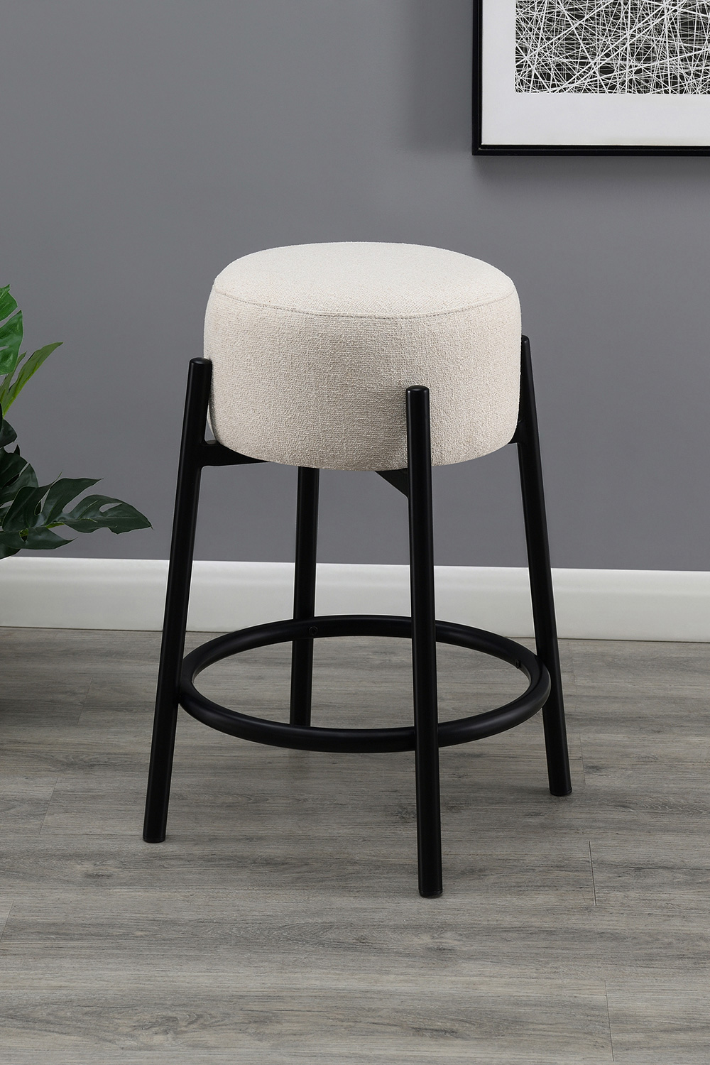 Coaster - Upholstered Backless Round Counter Stools (Set Of 2) in White/Black