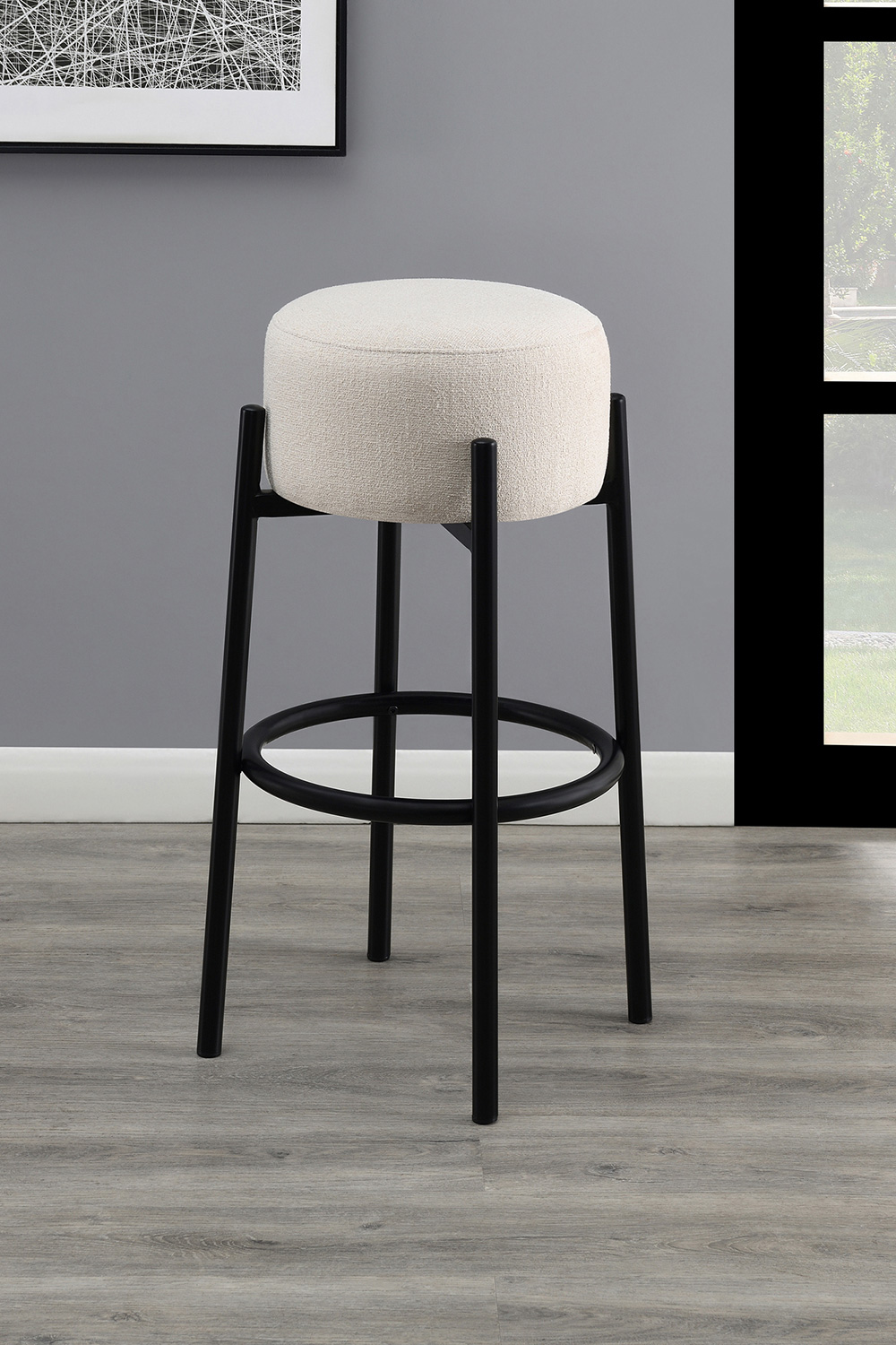 Coaster - Upholstered Backless Round Bar Stools (Set Of 2) in White/Black