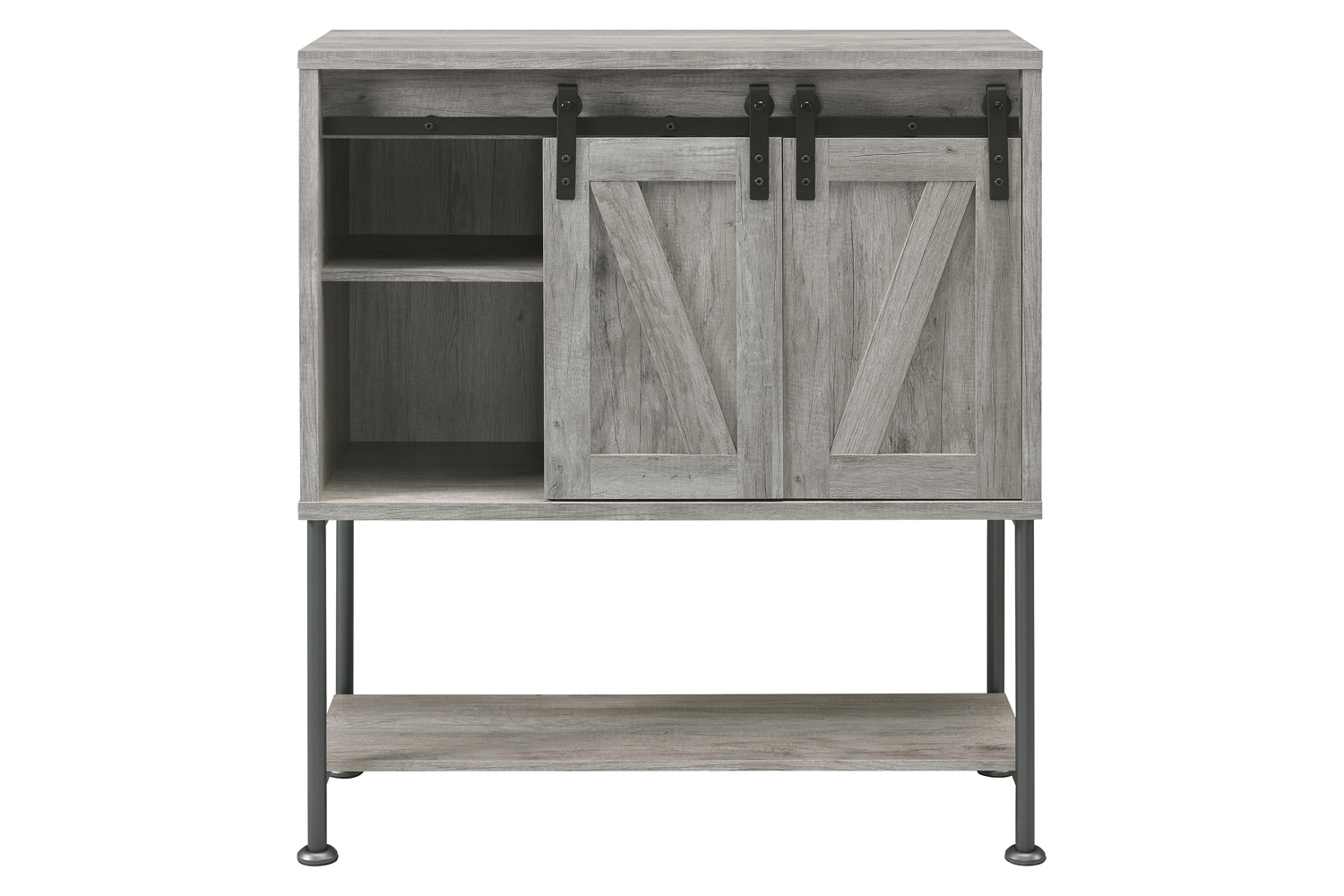 Coaster - Sliding Door Bar Cabinet With Lower Shelf in Gray Driftwood