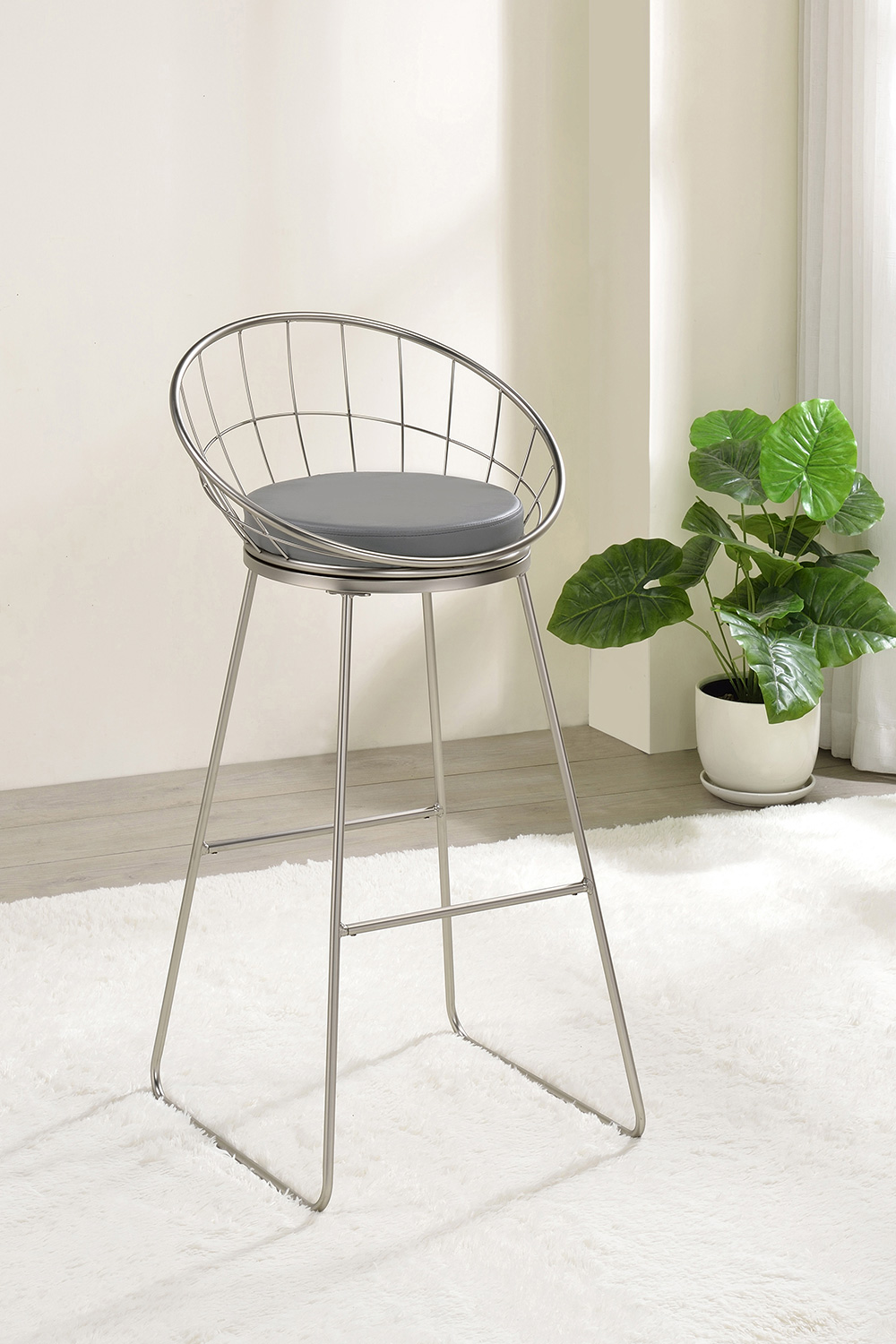 Coaster Padded Seat Bar Stools (Set Of 2) - Gray/Satin Nickel