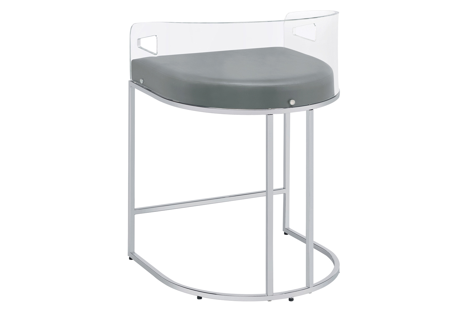 Coaster - Acrylic Back Counter Height Stools (Set Of 2) in Gray/Chrome