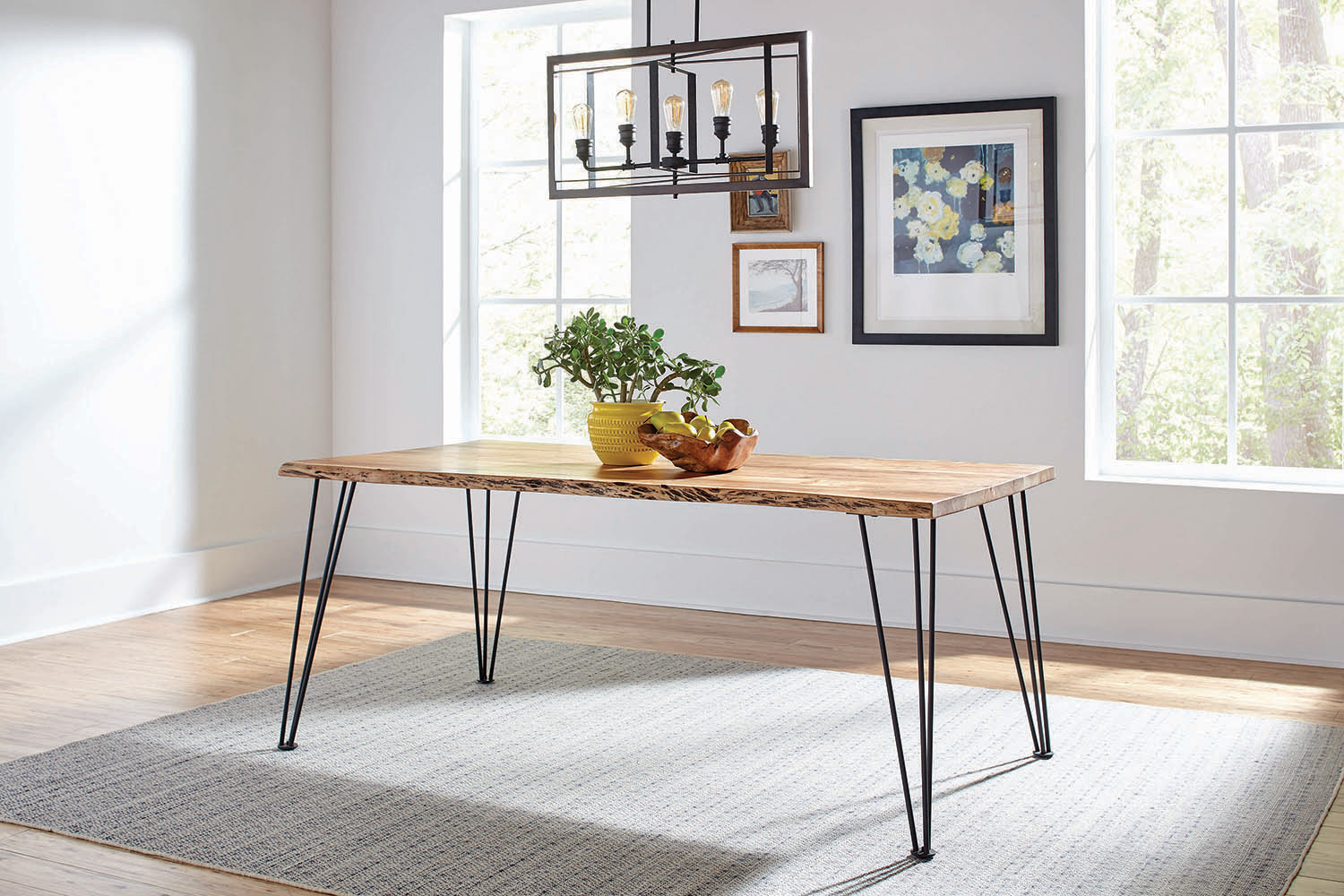 Coaster - Sherman Rectangular Dining Table in Natural Acacia/Matte Black