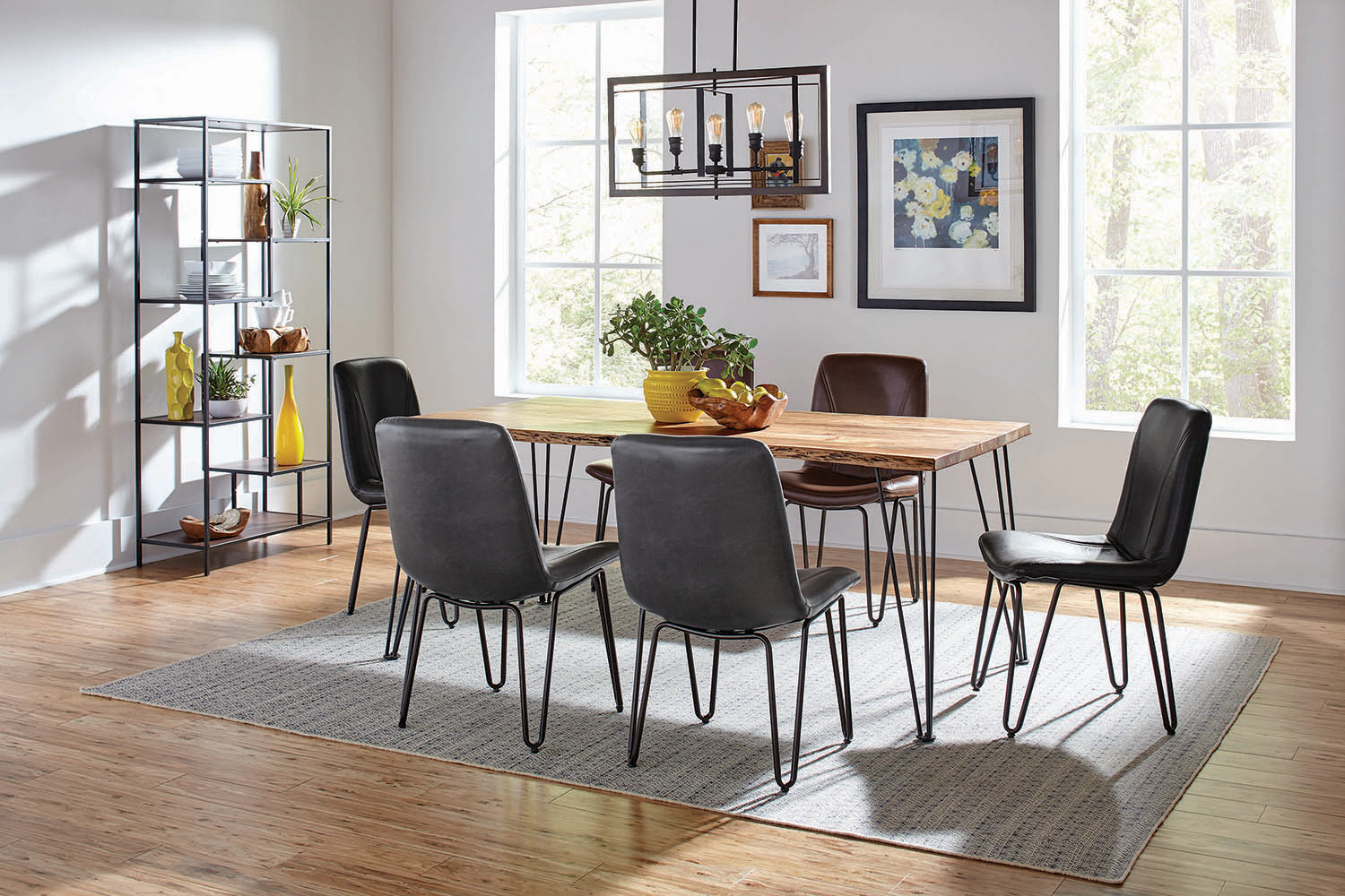 Coaster - Sherman Rectangular Dining Table in Natural Acacia/Matte Black