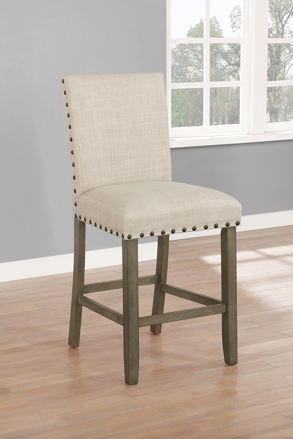 Coaster - Upholstered Counter Height Stools With Nailhead Trim (Set Of 2) in Beige