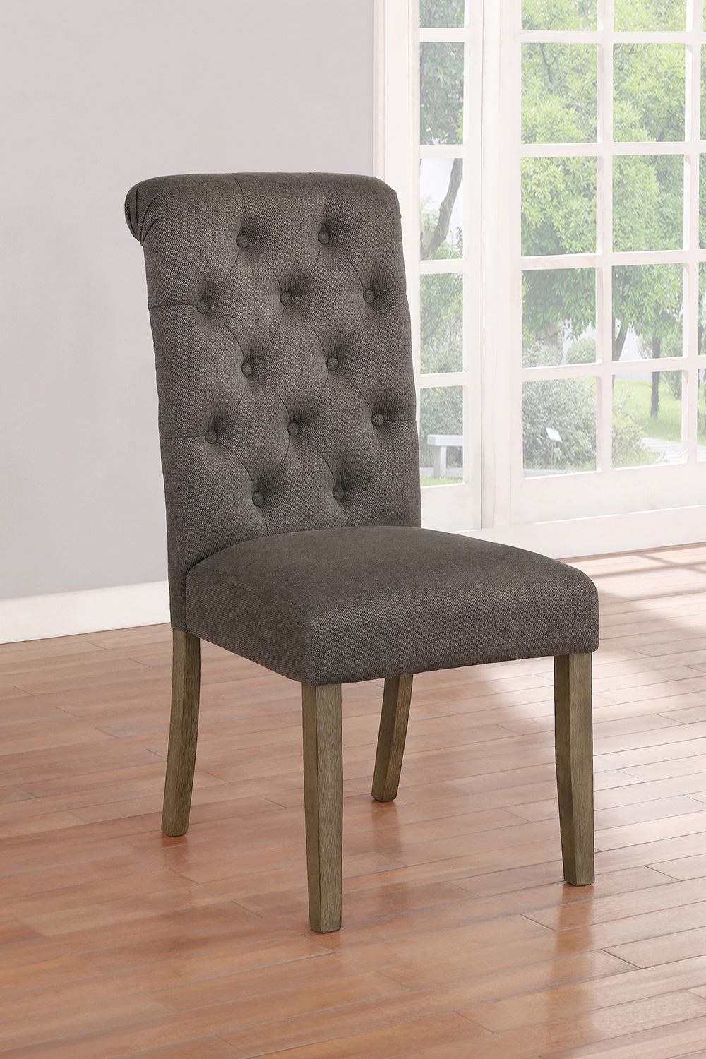 Coaster Calandra Tufted Back Side Chairs (Set Of 2) - Rustic Brown/Gray