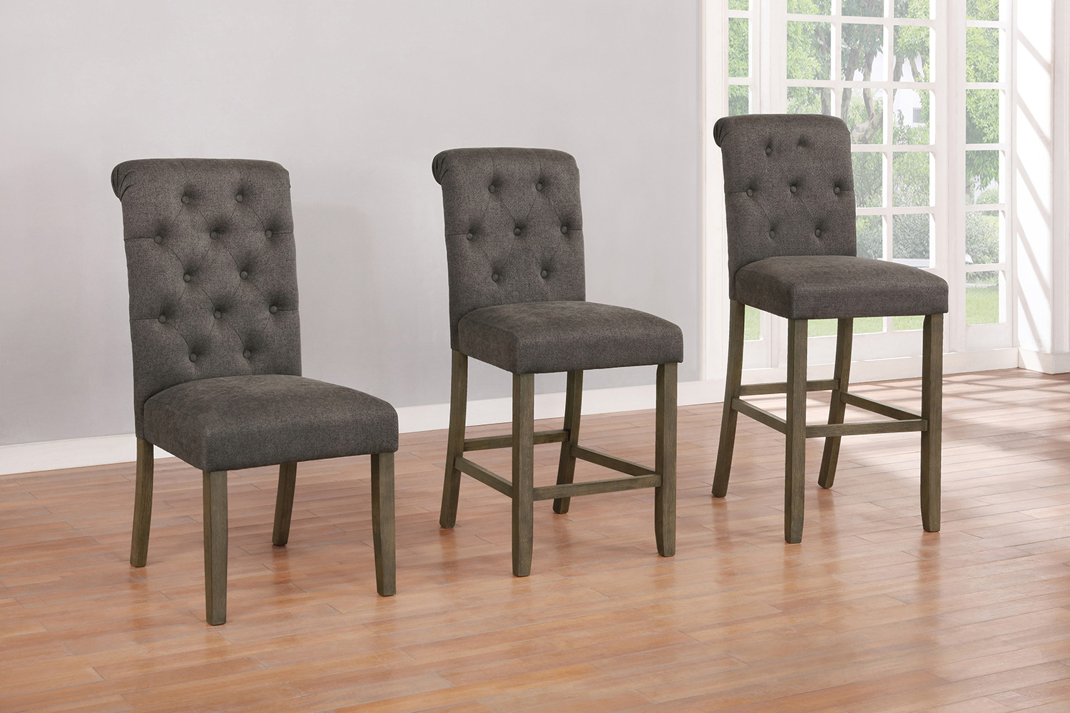 Coaster Calandra Tufted Back Side Chairs (Set Of 2) - Rustic Brown/Gray