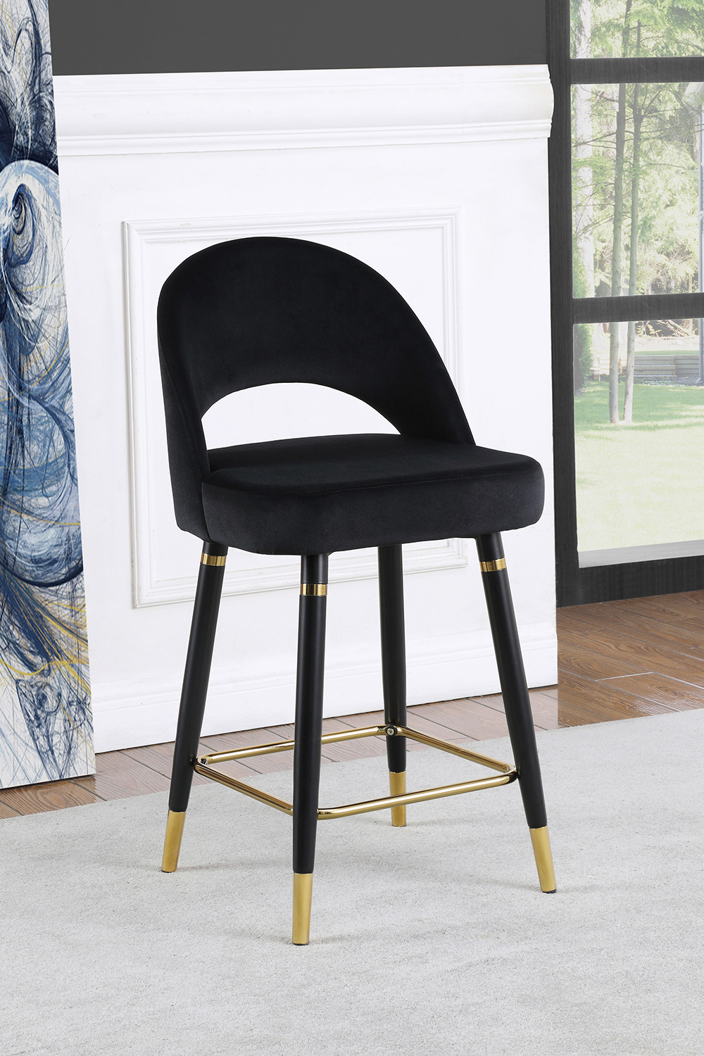 Coaster Lindsey Arched Back Upholstered Counter Height Stools (Set Of 2) - Black