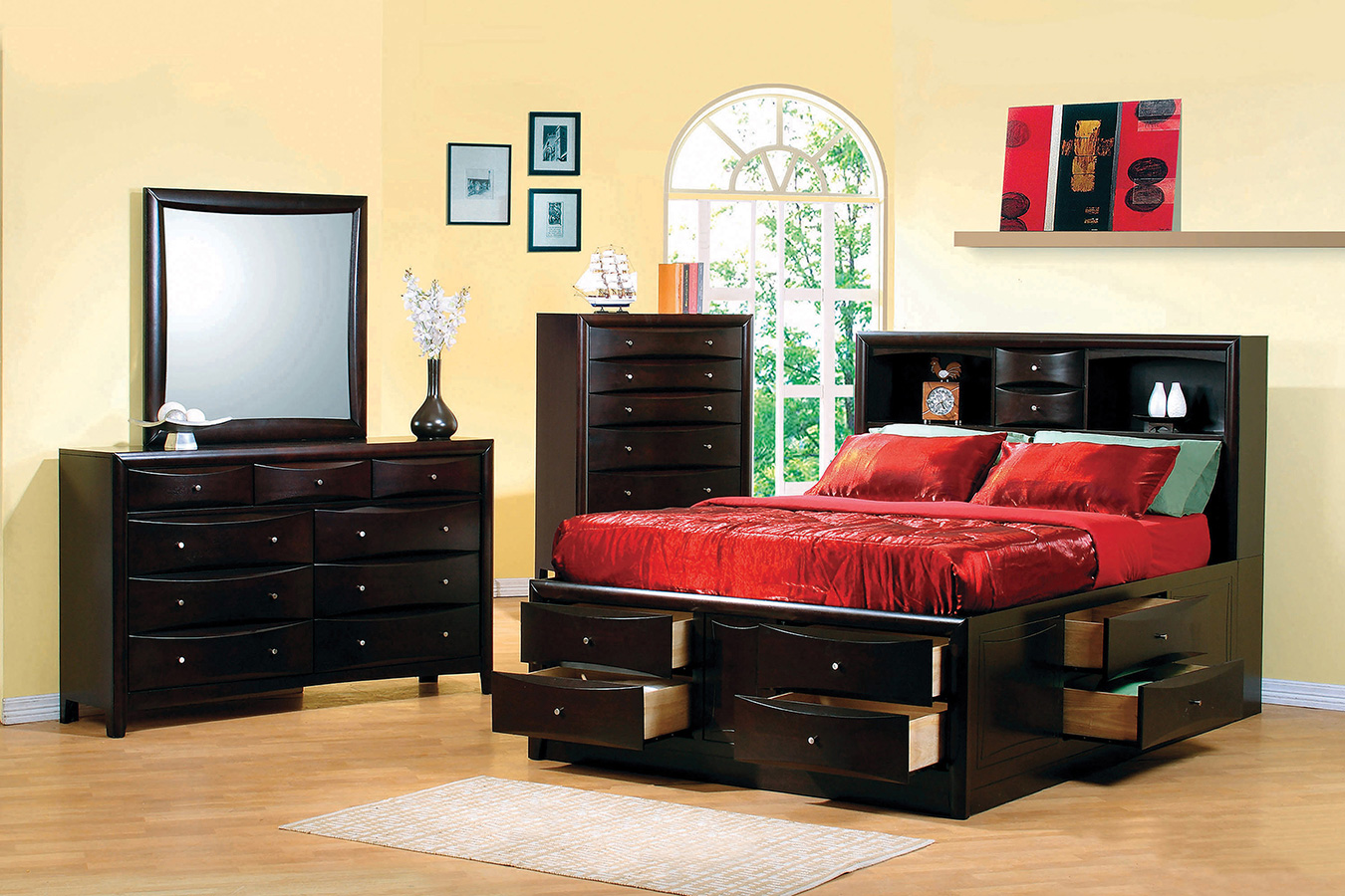 Coaster Phoenix 10-Drawer Queen Bed - Deep Cappuccino