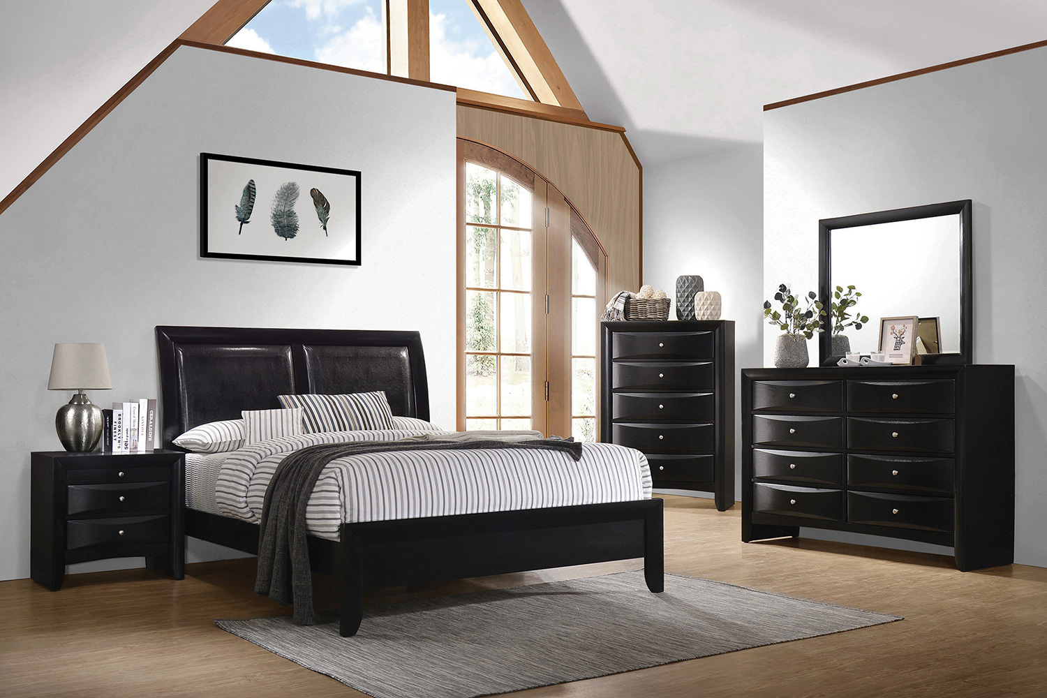 Coaster Briana Eastern King Upholstered Panel Bed - Black