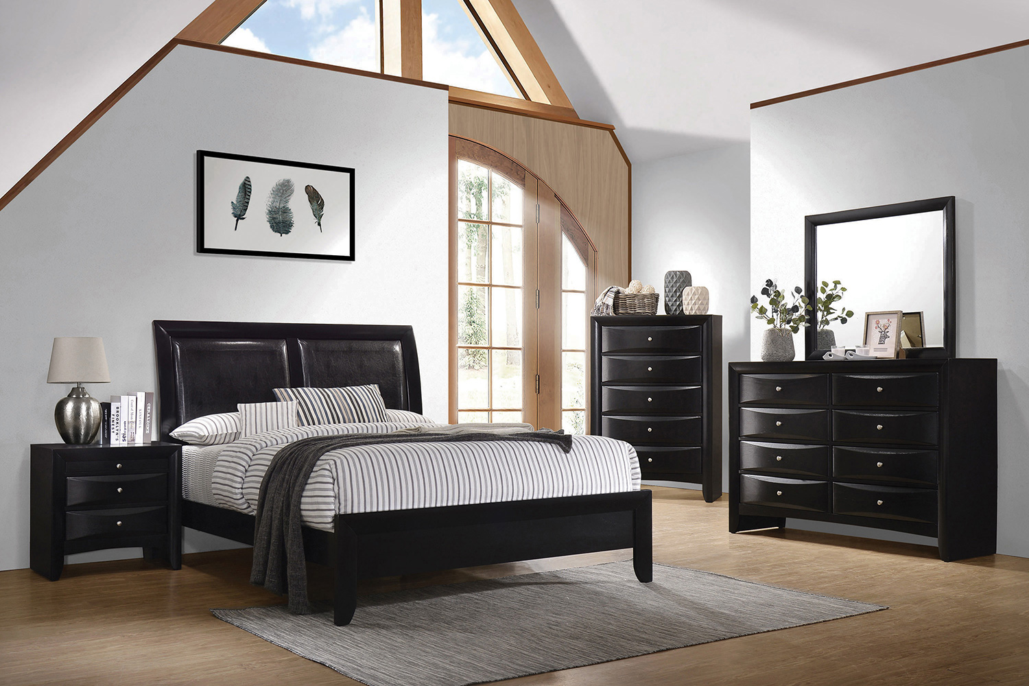 Coaster Briana California King Upholstered Panel Bed - Black