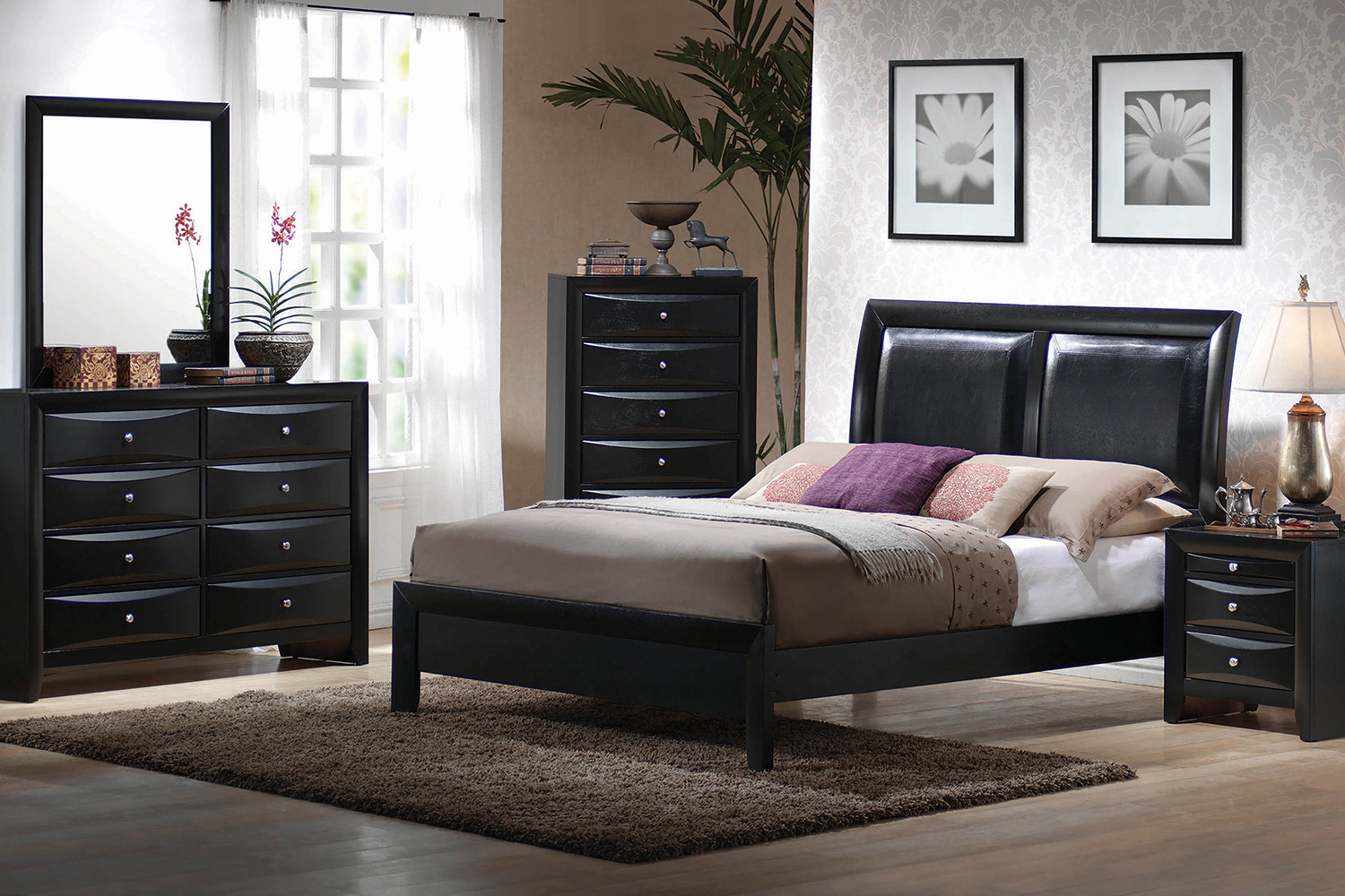 Coaster Briana Queen Upholstered Panel Bed - Black