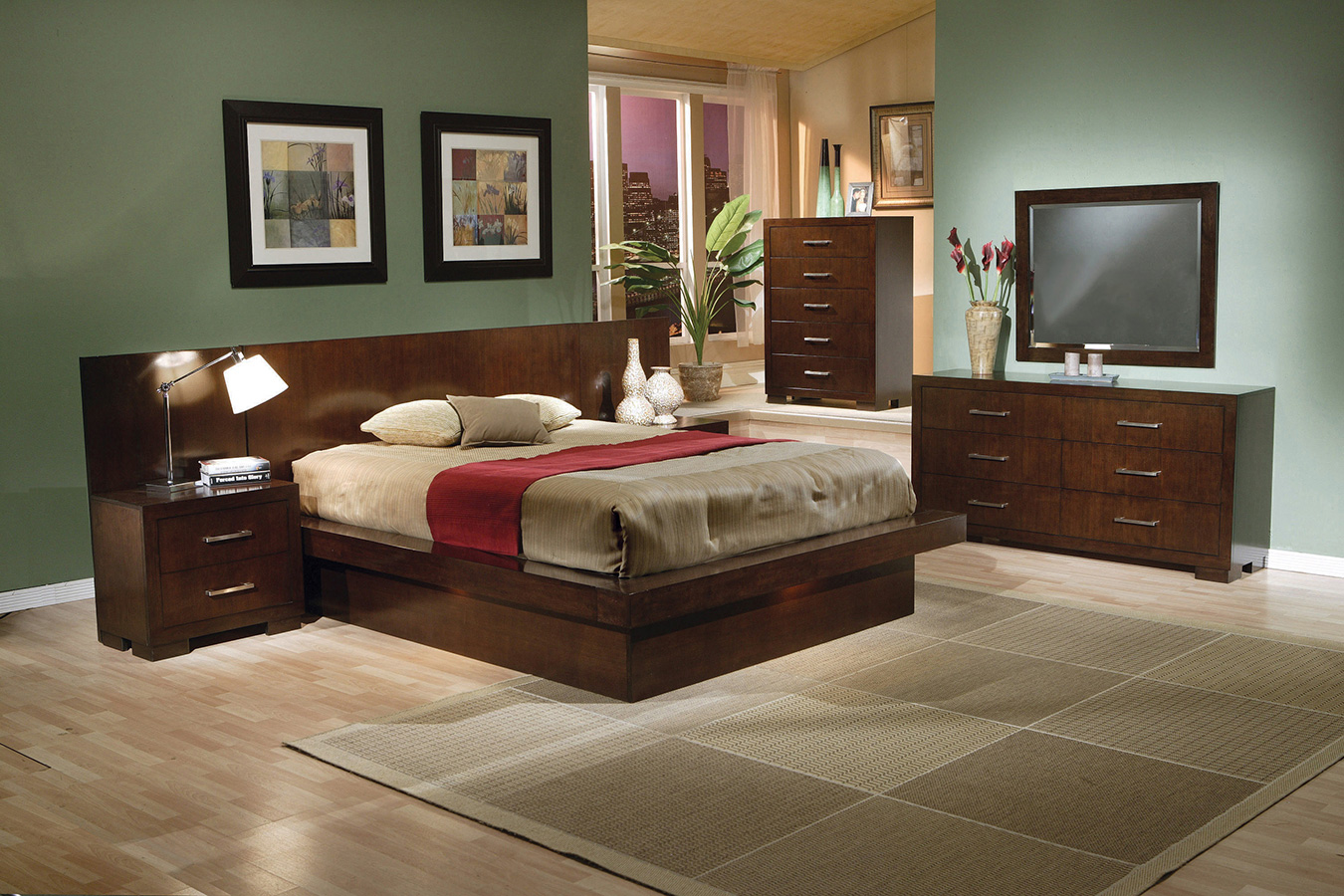 Coaster Jessica Eastern King Platform Bed with Rail Seating - Cappuccino