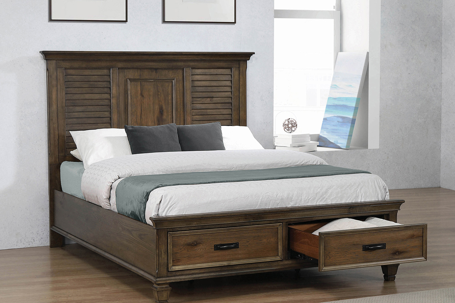 Coaster Franco Eastern King Storage Bed - Burnished Oak