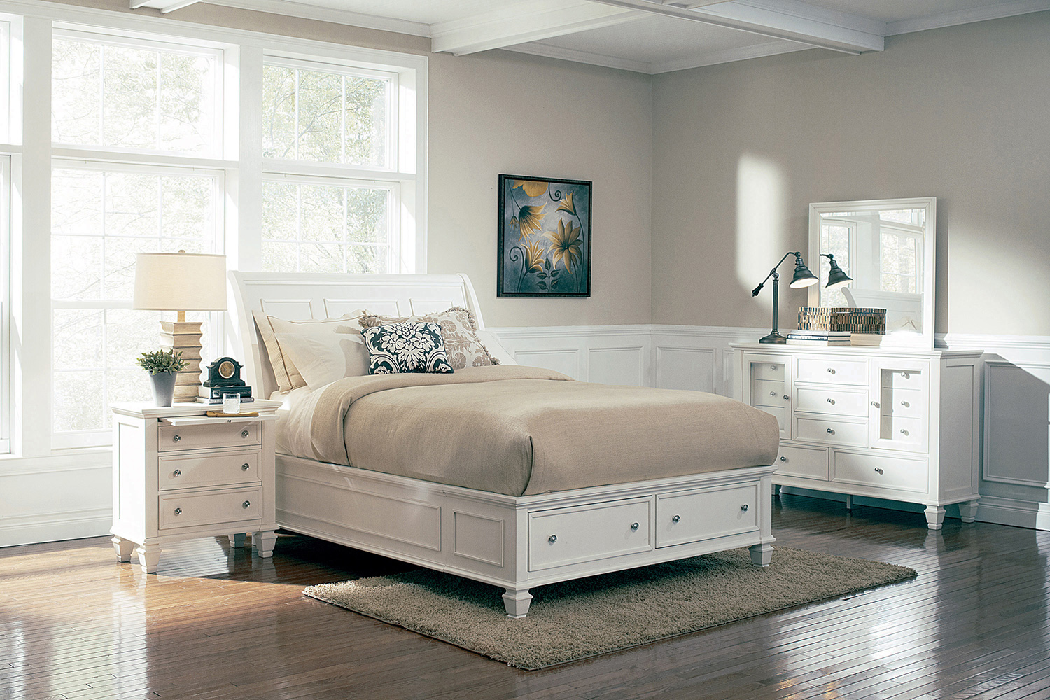 Coaster Sandy Beach Eastern King Storage Sleigh Bed - White