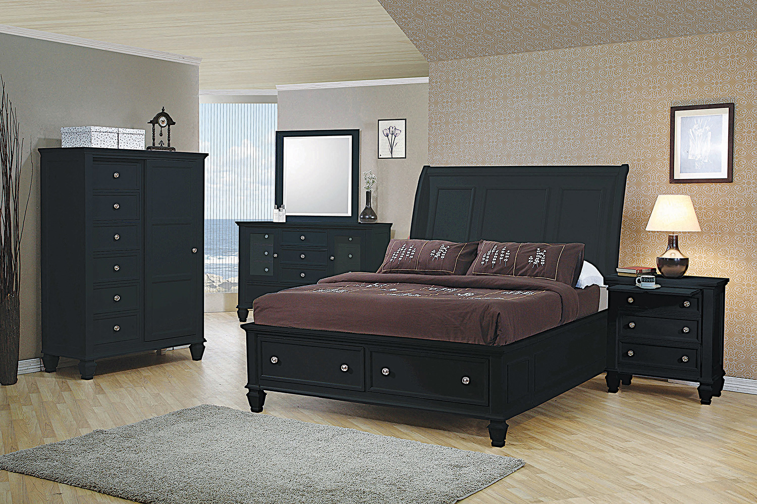 Coaster Sandy Beach Eastern King Storage Sleigh Bed - Black