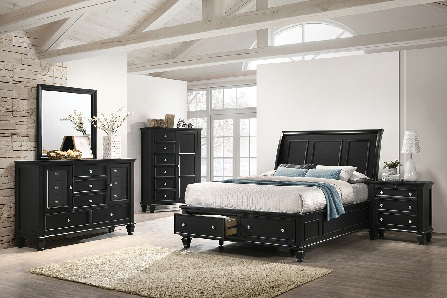 Coaster Sandy Beach Eastern King Storage Sleigh Bed - Black