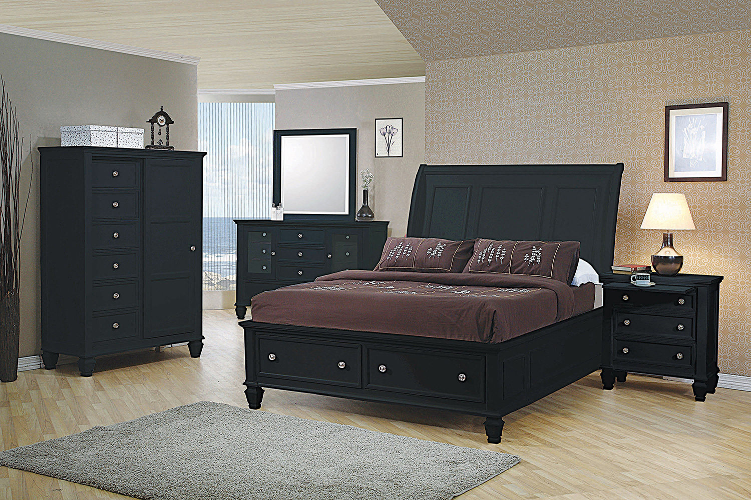 Coaster Sandy Beach California King Storage Sleigh Bed - Black